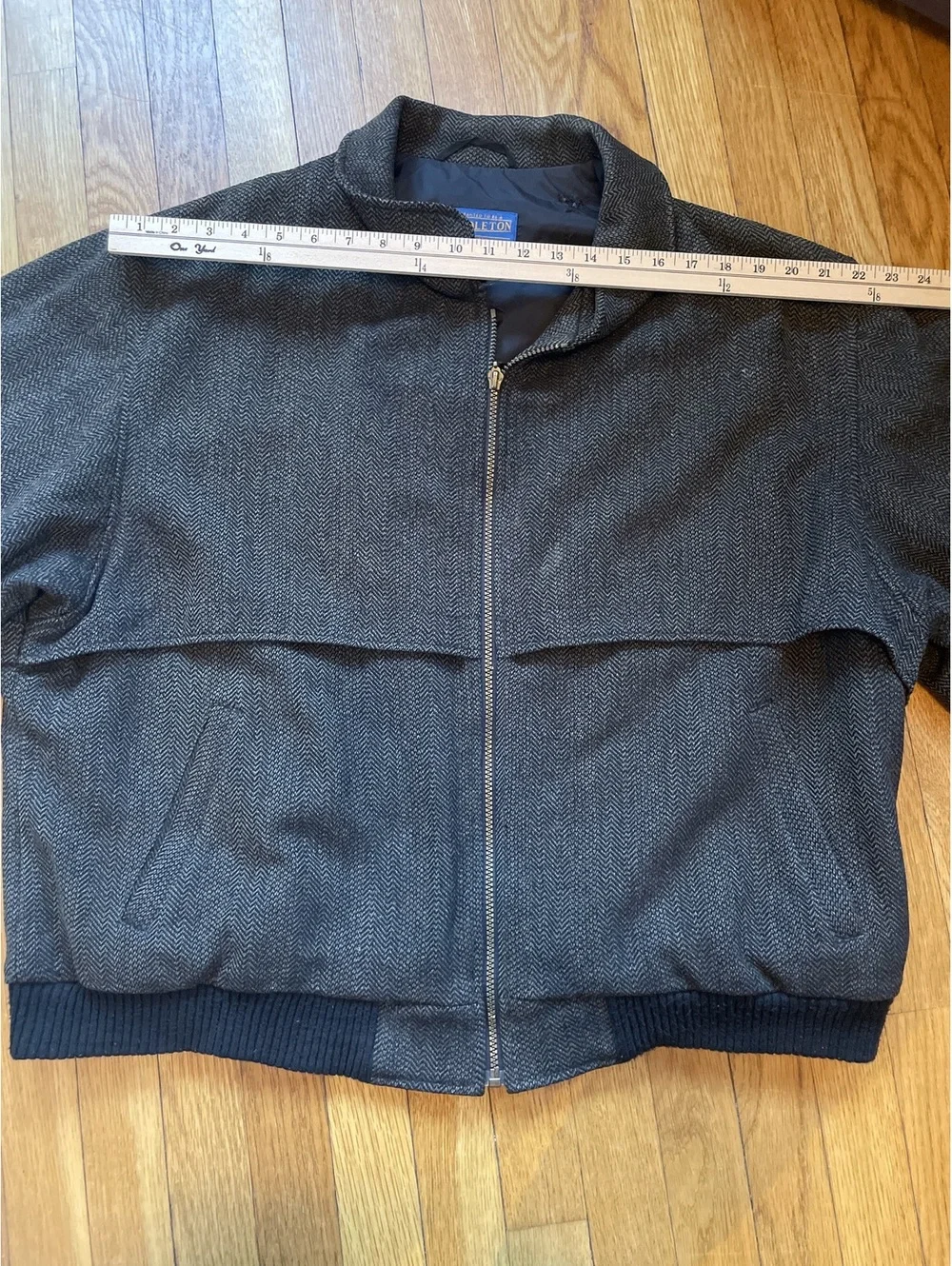 Vintage Pendleton Wool Herringbone Bomber Jacket Brown L Heritage Grandpa